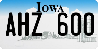 IA license plate AHZ600