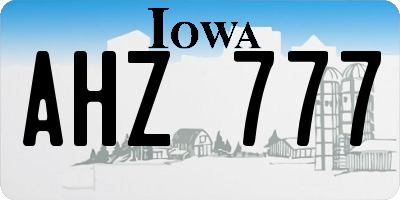 IA license plate AHZ777