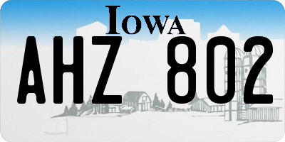 IA license plate AHZ802