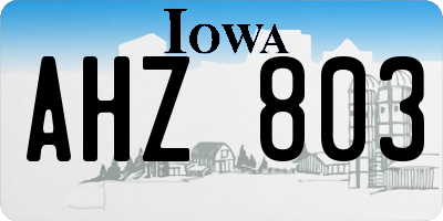 IA license plate AHZ803