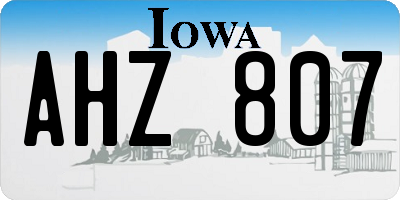 IA license plate AHZ807
