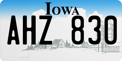 IA license plate AHZ830