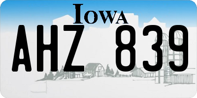 IA license plate AHZ839