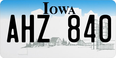 IA license plate AHZ840