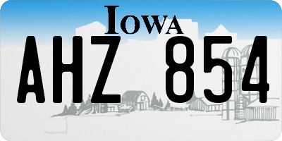 IA license plate AHZ854
