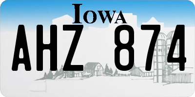 IA license plate AHZ874