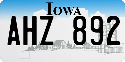 IA license plate AHZ892