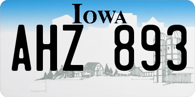 IA license plate AHZ893