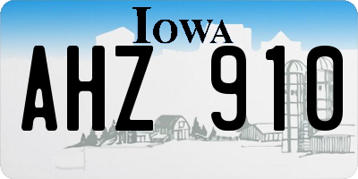 IA license plate AHZ910