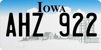IA license plate AHZ922