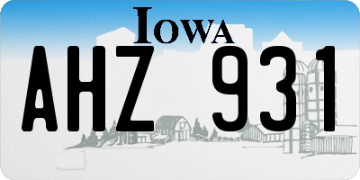 IA license plate AHZ931