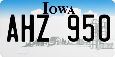 IA license plate AHZ950