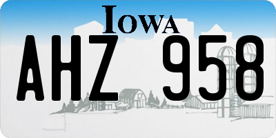 IA license plate AHZ958