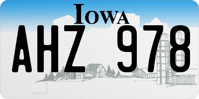 IA license plate AHZ978