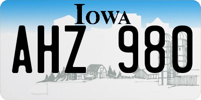 IA license plate AHZ980