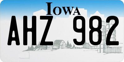 IA license plate AHZ982