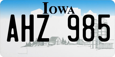 IA license plate AHZ985