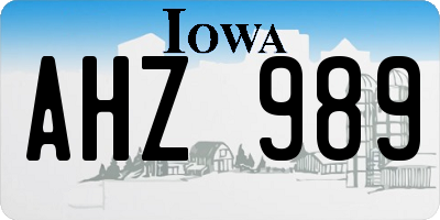 IA license plate AHZ989
