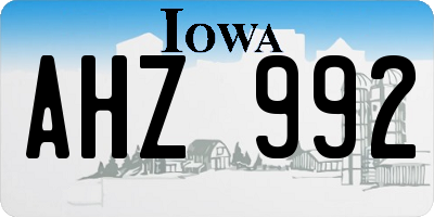 IA license plate AHZ992