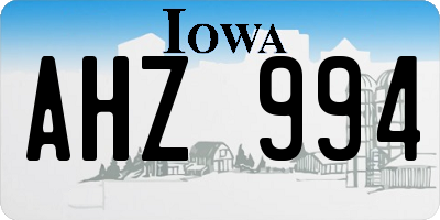 IA license plate AHZ994