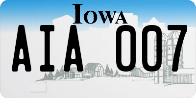 IA license plate AIA007