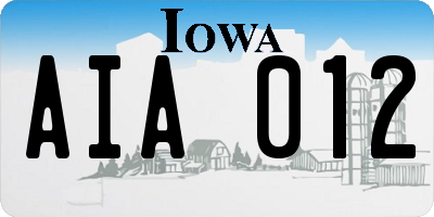 IA license plate AIA012