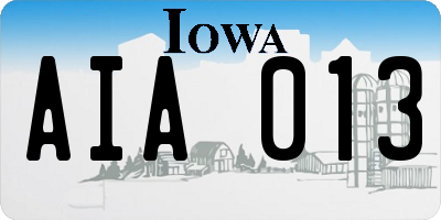 IA license plate AIA013