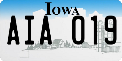 IA license plate AIA019