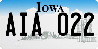 IA license plate AIA022