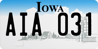 IA license plate AIA031