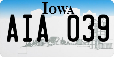 IA license plate AIA039