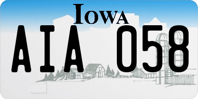 IA license plate AIA058