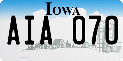 IA license plate AIA070