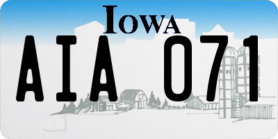IA license plate AIA071