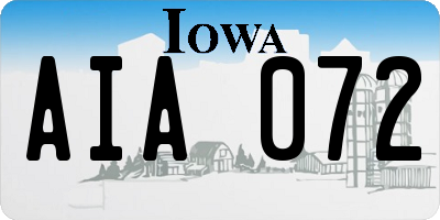 IA license plate AIA072