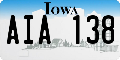 IA license plate AIA138