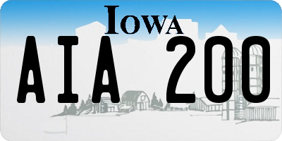 IA license plate AIA200
