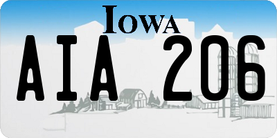 IA license plate AIA206