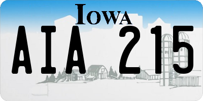 IA license plate AIA215