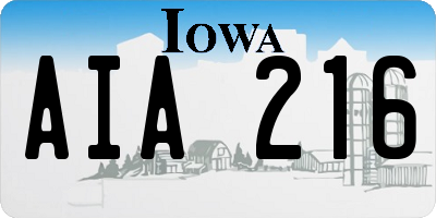 IA license plate AIA216