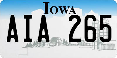 IA license plate AIA265