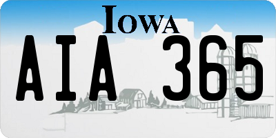 IA license plate AIA365