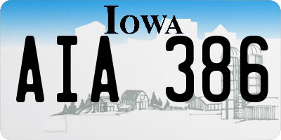 IA license plate AIA386