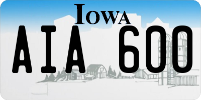 IA license plate AIA600