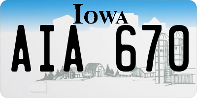 IA license plate AIA670
