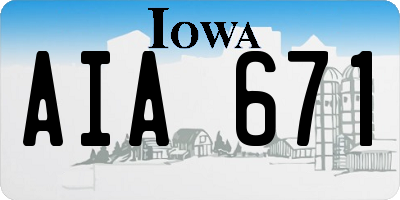 IA license plate AIA671