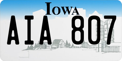 IA license plate AIA807