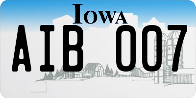 IA license plate AIB007