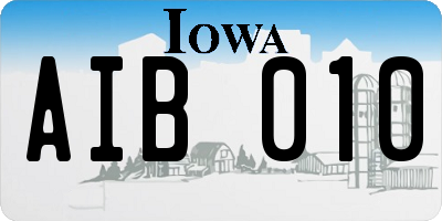 IA license plate AIB010