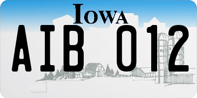 IA license plate AIB012